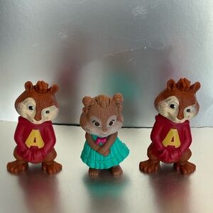 2009 Lot of 3 Alvin & The Chipmunks  McDonalds Happy Meal Toys fig 3” NO Sound